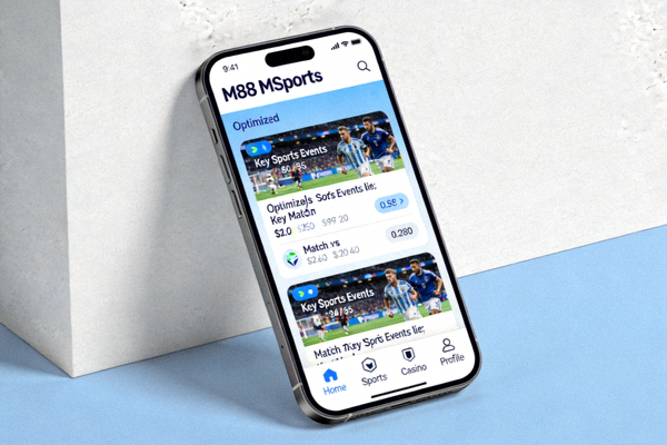 Tampilan M88 MSports yang dioptimalkan untuk perangkat mobile dengan navigasi yang sederhana